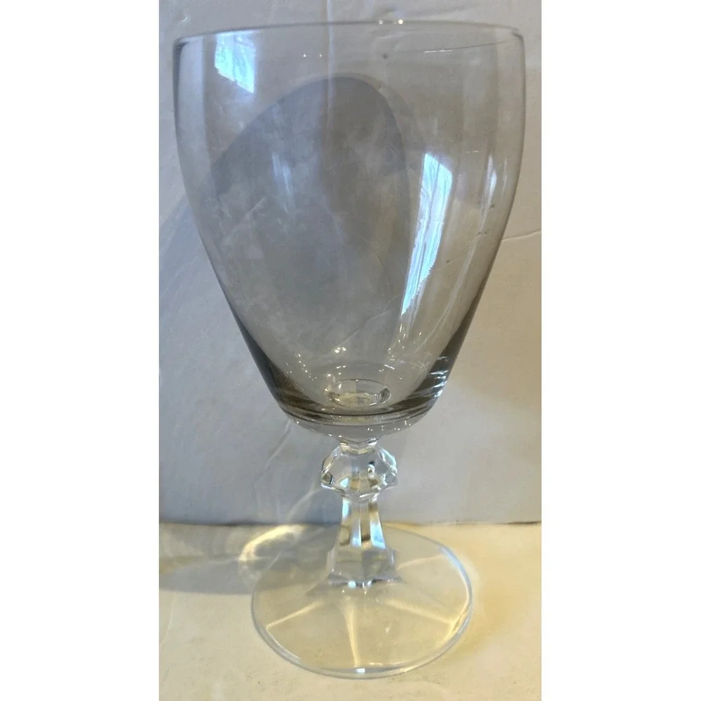 EBELING & REUSS Knob In Stem Texted Foot Clear Wine Glasses EBC5 6 3/8